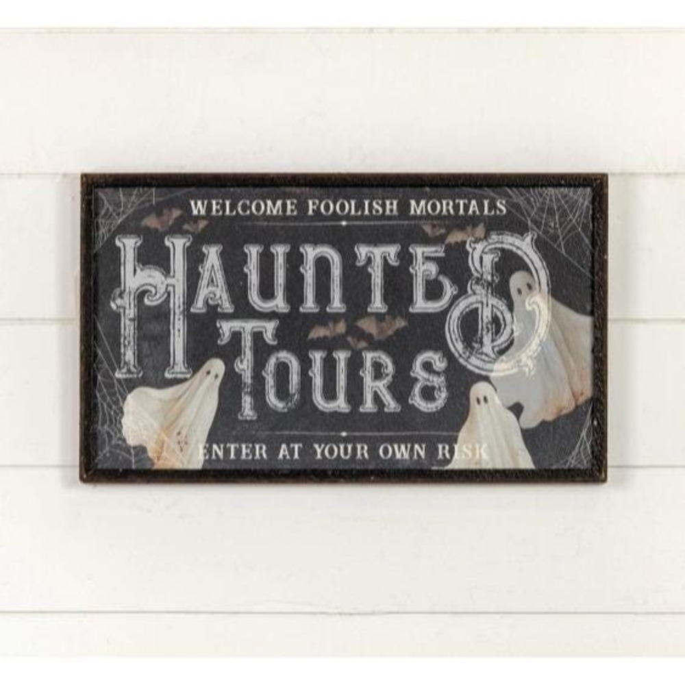 Ragon House Halloween HAUNTED TOURS Ghosts Metal Sign‎ 24" NEW